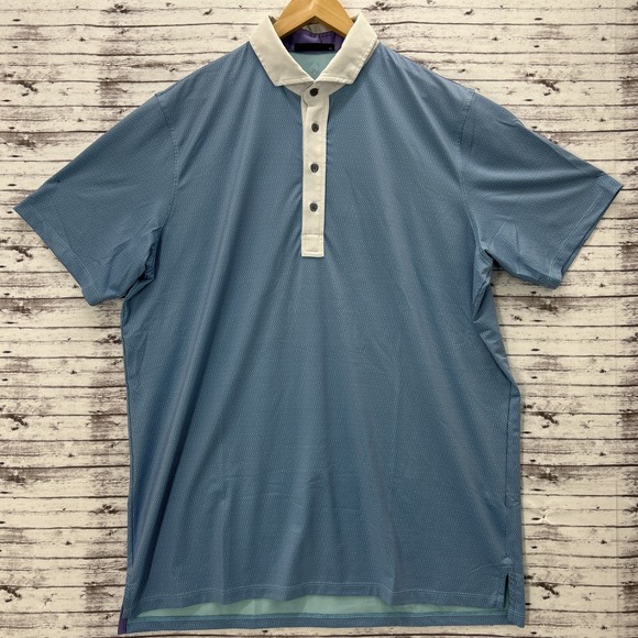 Greyson Polo Shirt Men XL White Micro Geometric Diamond Lattice Performance Golf - Picture 2 of 8